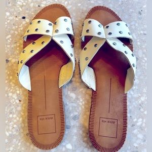 Dolce Vita White Studded Slides Sz 9.5